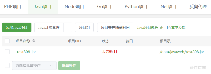 宝塔面板Java项目Spring Boot类型设置完成后无法启动怎么解决 第1张