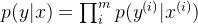 p(y |x) = \prod_{i}^{m}p(y^{(i)}|x^{(i)})