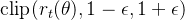 \text{clip}(r_t(\theta), 1-\epsilon, 1+\epsilon)